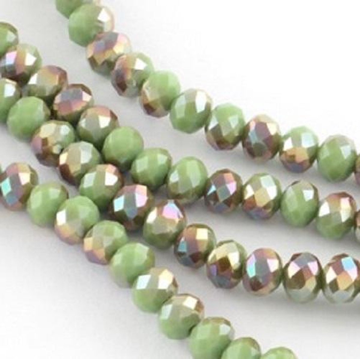 Streng facet kralen 4x3mm | Pale green half diamond | Ca. 140 kralen | Sieraden maken